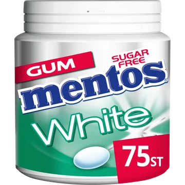 Mentos Gum White Green Mint Suikervrij Pot 75 stuks