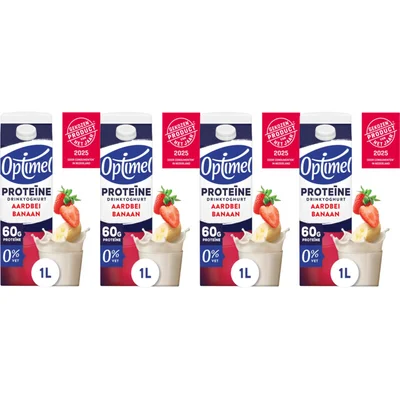 Optimel Protein drinkyoghurt aardbei banaan 4pck