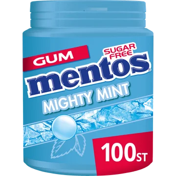 Mentos Gum Mighty Mint Suikervrij Pot 100 stuks