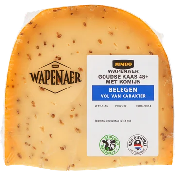Wapenaer Goudse Kaas met Komijn Belegen 48+ Stuk ca. 325 g
