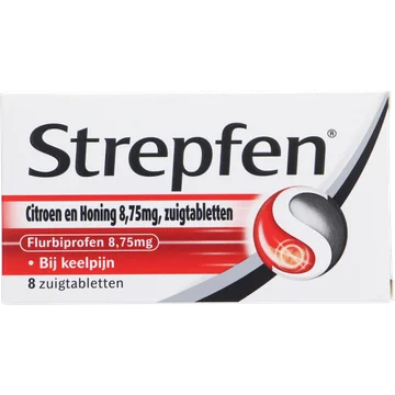 Strepsils Strepfen Citroen en Honing zuigtabletten bij keelpijn 8,75 mg, 8 stuks 