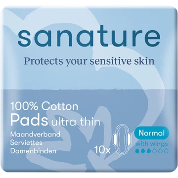 Sanature 100% Katoenen Maandverband Normaal 10 Stuks