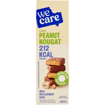 WeCare Flavour Peanut Nougat Meal Replacement Bars 2 x 58 g