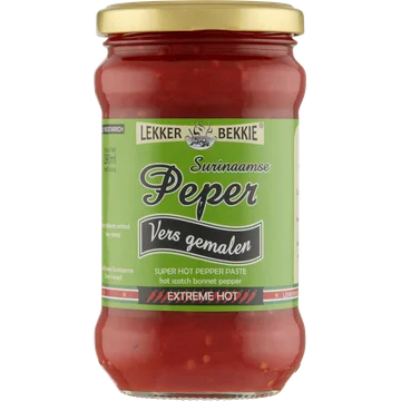 Lekker Bekkie Surinaamse Vers Gemalen Peper Extreme Hot 290 ml