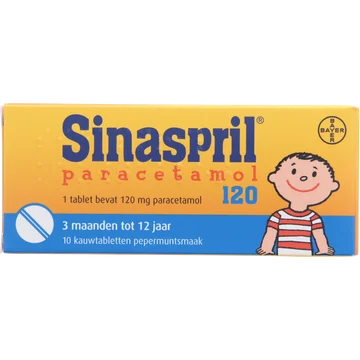 Sinaspril Paracetamol kauwtabletten 120 mg, 10 stuks