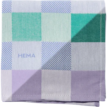 Theedoek ruit blauw/groen/lila