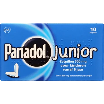 Panadol Junior zetpillen 500 mg, 10 stuks