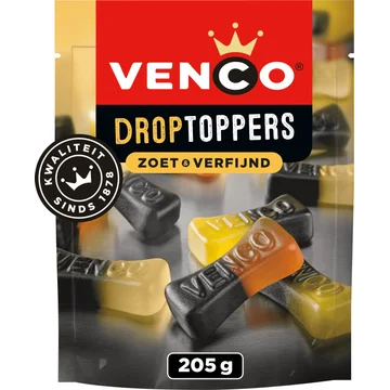 Venco  DropToppers Zoet verfijnd 205g