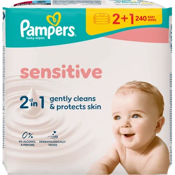 Pampers Sensitive Babydoekjes, 240 Doekjes
