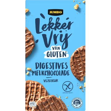 Jumbo Lekker Vrij van Gluten Digestives Melkchocolade 165 g