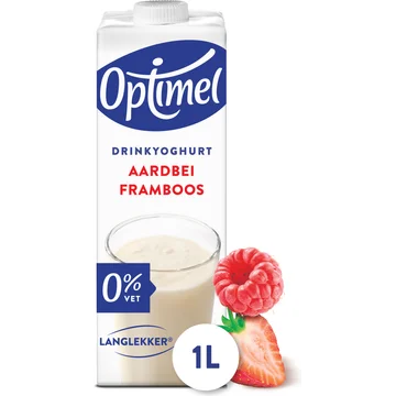 Optimel Langlekker Drinkyoghurt Aardbei Framboos 0% Vet 1 L