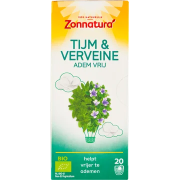 Zonnatura Tijm & Verveine Adem Vrij Kruideninfusie 20 Zakjes 35 g