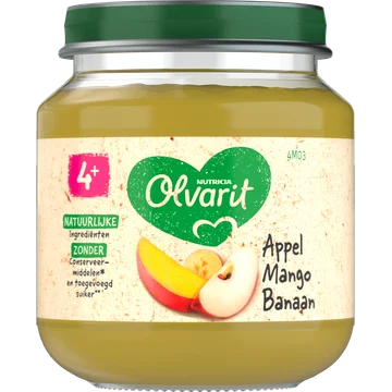 Olvarit Appel Mango Banaan 4+ Maanden 125 g
