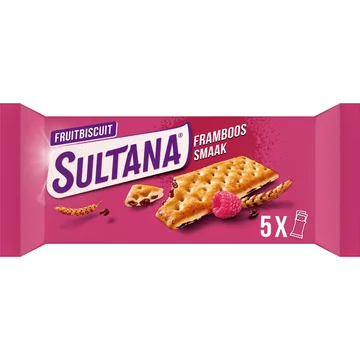 Sultana Fruitbiscuit Framboos Smaak 5 Stuks 218 g