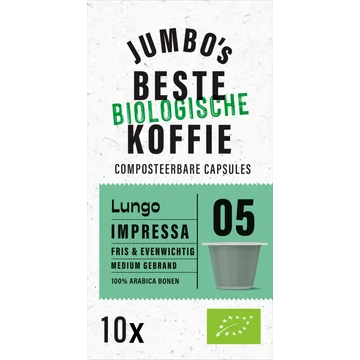 Jumbo's Biologische Koffiecups 05 Lungo Impressa 10 Stuks