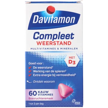 Davitamon Compleet weerstand kauwvitamines bosvruchten, 60 stuks
