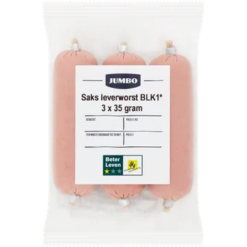 Jumbo Saks Leverworst Kleintjes 3 stuks a 35 g