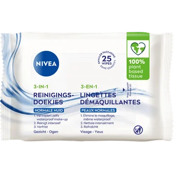 NIVEA 3-in1 Verfrissende Reinigingsdoekjes - 25 Stuks