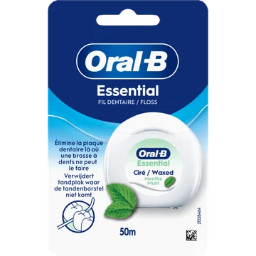 Oral-B Essential Floss - Verwijdert Tandplak - Gewaxte Flosdraad - Muntsmaak 50m
