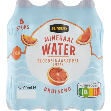 Jumbo Bruisend Mineraalwater Bloedsinaasappel Smaak 6 x 500ML
