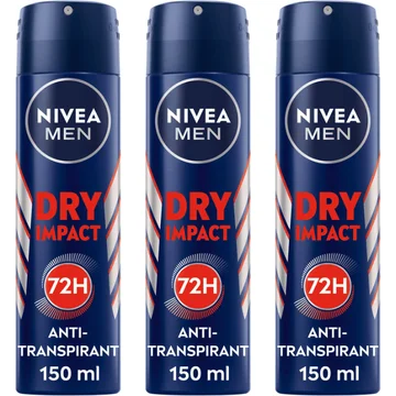 NIVEA MEN Dry Impact Spray Anti-Transpirant Spray 3 x 150ml