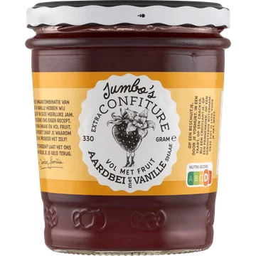 Jumbo's Extra Confiture Aardbei Vanillesmaak 330g