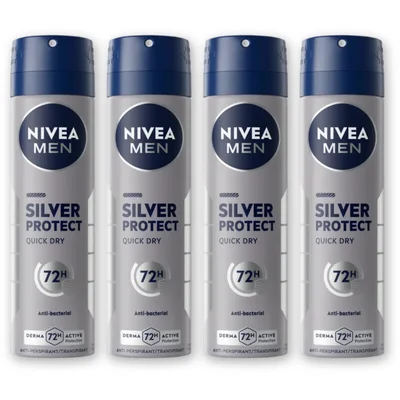 NIVEA Men silver protect deodorant spray 4-pck