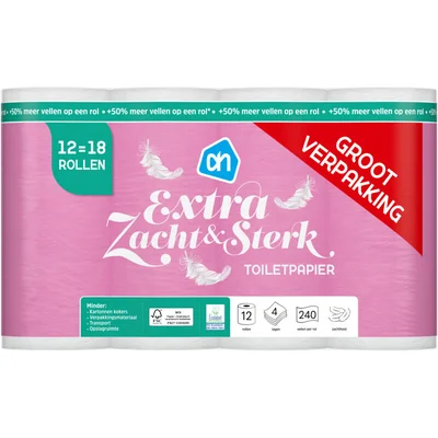 AH Toiletpapier zacht 4-laags 12=18 rollen