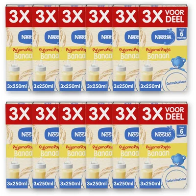 Nestlé Pyjamapapje banaan 6m+ 3x voordeel 12pck