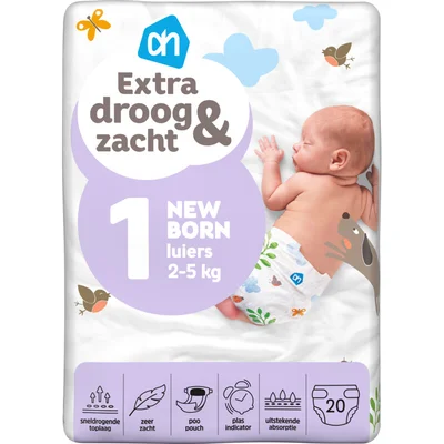 AH Extra droog en zacht luiers maat 1
