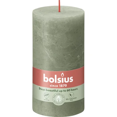Bolsius Rustieke kaars olijfgroen 13cm