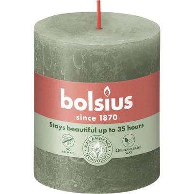 Bolsius Rustieke kaars olijfgroen 8cm