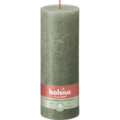 Bolsius Rustieke kaars olijfgroen 19cm