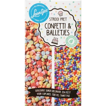 Leentjes Strooi Pret Confetti & Balletjes 120 g