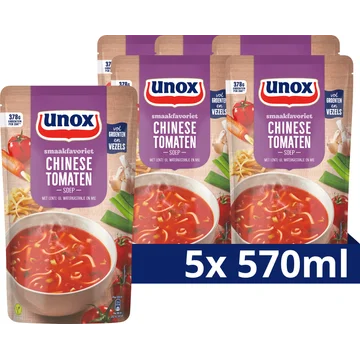Unox Smaakfavoriet Soep In Zak Chinese Tomaten - 5 x 570 ml