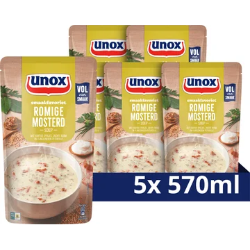 Unox Smaakfavoriet Soep In Zak Romige Mosterd - 5 x 570 ml
