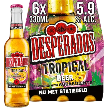 Desperados Tropical Beer Flavoured with Aguardiente Passion Fruit & Lime Flessen 6 x 330 ml