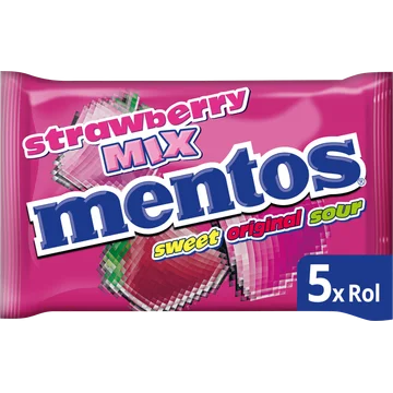 Mentos Aardbei Mix Vegan 5-pack