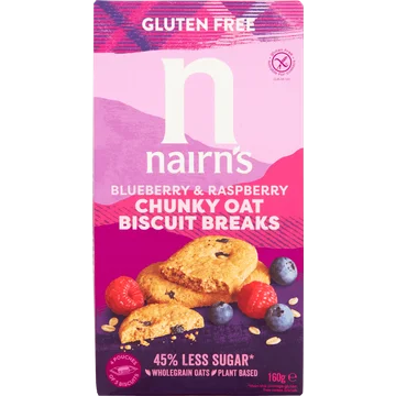 Nairn's Gluten Free Blueberry & Raspberry Chunky Oat Biscuit Breaks 160 g