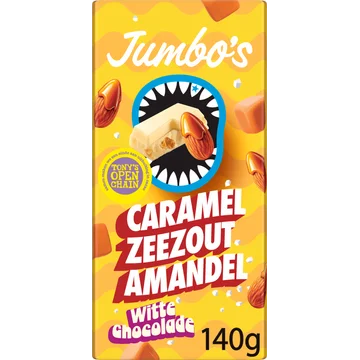 Jumbo's Witte Chocolade Caramel Zeezout Amandel 140 g