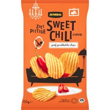 Jumbo Chips Sweet Chili Flavour Grof Geribbeld 150 g