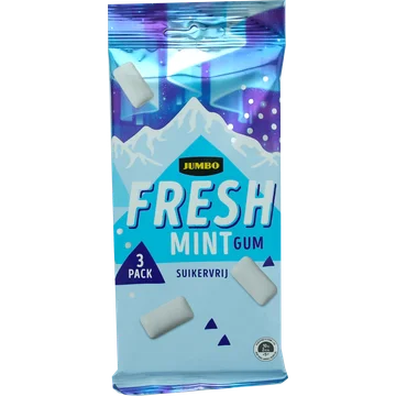 Jumbo Fresh Mint Gum Suikervrij 3 x 16,8 g