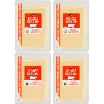 Jumbo Goudse Kaas Jong Belegen 48+ – Voordeelverpakking 4 x 400 g