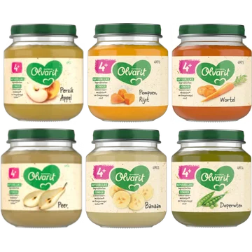 Olvarit 4+ Maanden Maaltijdpotjes en Fruitpotjes 6 x 125g