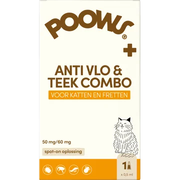 PoOws Anti Vlo & Teek Combo 50 mg/60 mg spot-on oplossing Kat
