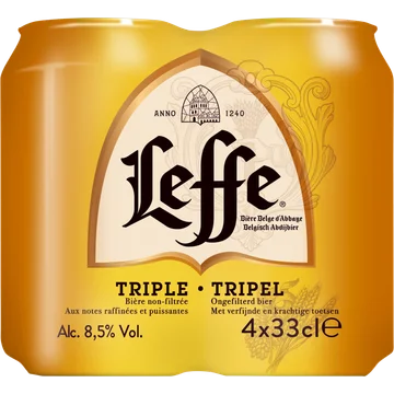 Leffe Tripel Belgisch Abdijbier Blikken 4 x 33 cl