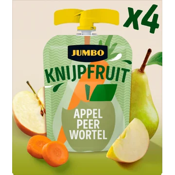 Jumbo Knijpfruit Appel Peer Wortel 4 x 90 g