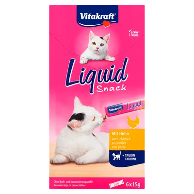 Vitakraft Liquid Snack met Kip en Taurine, 6 Stuks