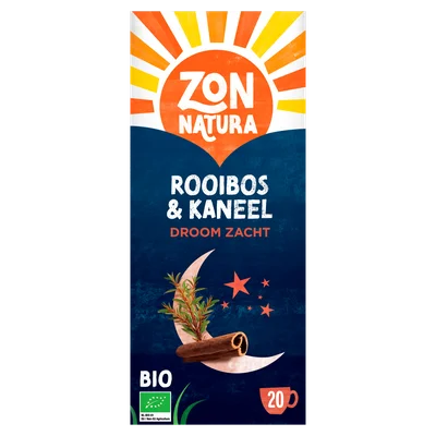 Zonnatura Rooibos &amp; Kaneel Droom Zacht thee Doos 20 st