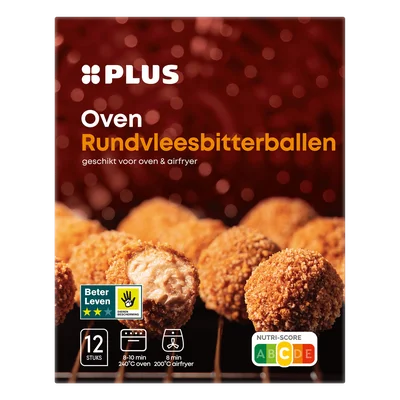 PLUS Oven rundvleesbitterballen 12 stuks Doos 300 g